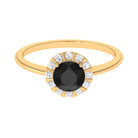 Black and White Diamond Promise Ring with Halo Black Diamond - ( AAA ) - Quality - Rosec Jewels