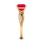 Infinity Shank Cushion Cut Created Ruby Engagement Ring with Diamond Lab Created Ruby - ( AAAA ) - Quality - Rosec Jewels