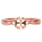 3/4 CT Oval Cut Morganite Solitaire Engagement Ring with Diamond Morganite - ( AAA ) - Quality - Rosec Jewels