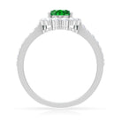 1 CT Oval shape Emerald Halo Engagement Ring with Diamond Emerald - ( AAA ) - Quality - Rosec Jewels