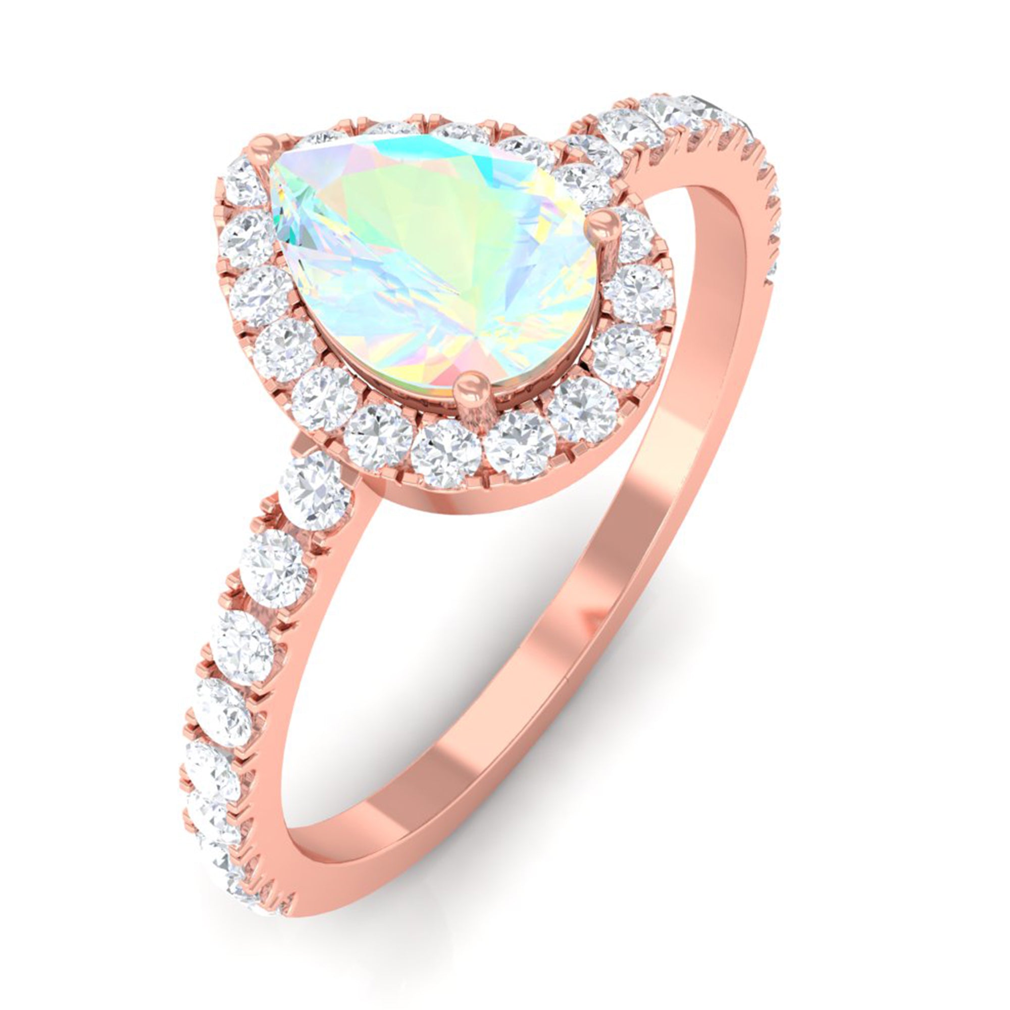 Ethiopian Opal and Diamond Teardrop Engagement Ring Ethiopian Opal - ( AAA ) - Quality - Rosec Jewels