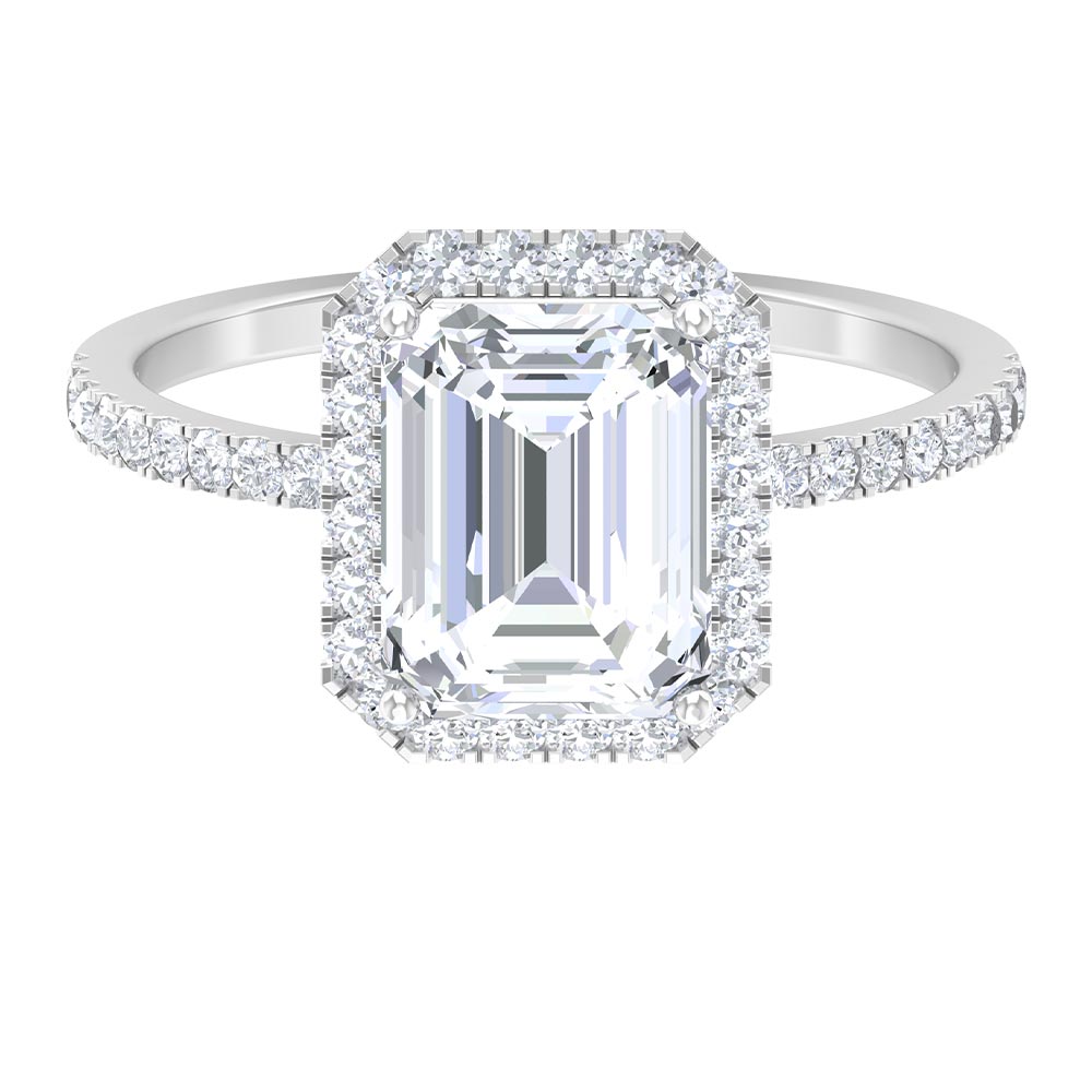 Rosec Jewels-3.25 CT Simple Moissanite Halo Engagement Ring in Gold