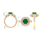 Certified Lab Grown Emerald Double Halo Engagement Ring With Moissanite Lab Created Emerald - ( AAAA ) - Quality - Rosec Jewels