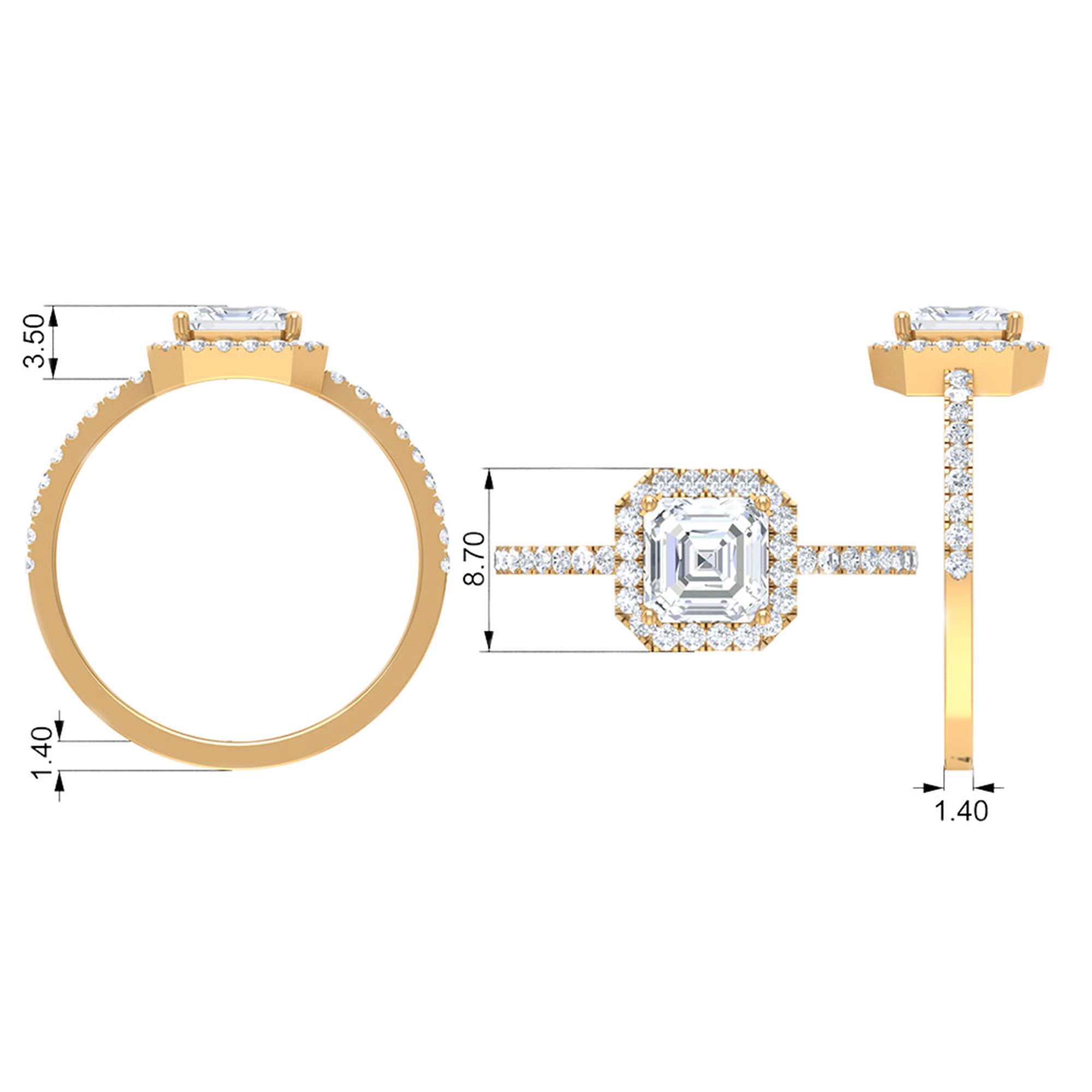 1.75 CT Asscher Cut Moissanite Halo Engagement Ring Moissanite - ( D-VS1 ) - Color and Clarity - Rosec Jewels