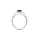 3.25 CT Garnet Vintage Engagement Ring with Diamond Side Stones and Milgrain Detailing Garnet - ( AAA ) - Quality - Rosec Jewels