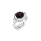 3.25 CT Garnet Vintage Engagement Ring with Diamond Side Stones and Milgrain Detailing Garnet - ( AAA ) - Quality - Rosec Jewels