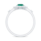 1 CT Round Created Emerald Classic Halo Engagement Ring with Diamond Lab Created Emerald - ( AAAA ) - Quality - Rosec Jewels