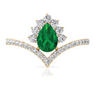 Lab Grown Emerald and Diamond Designer Engagement Ring Lab Created Emerald - ( AAAA ) - Quality - Rosec Jewels