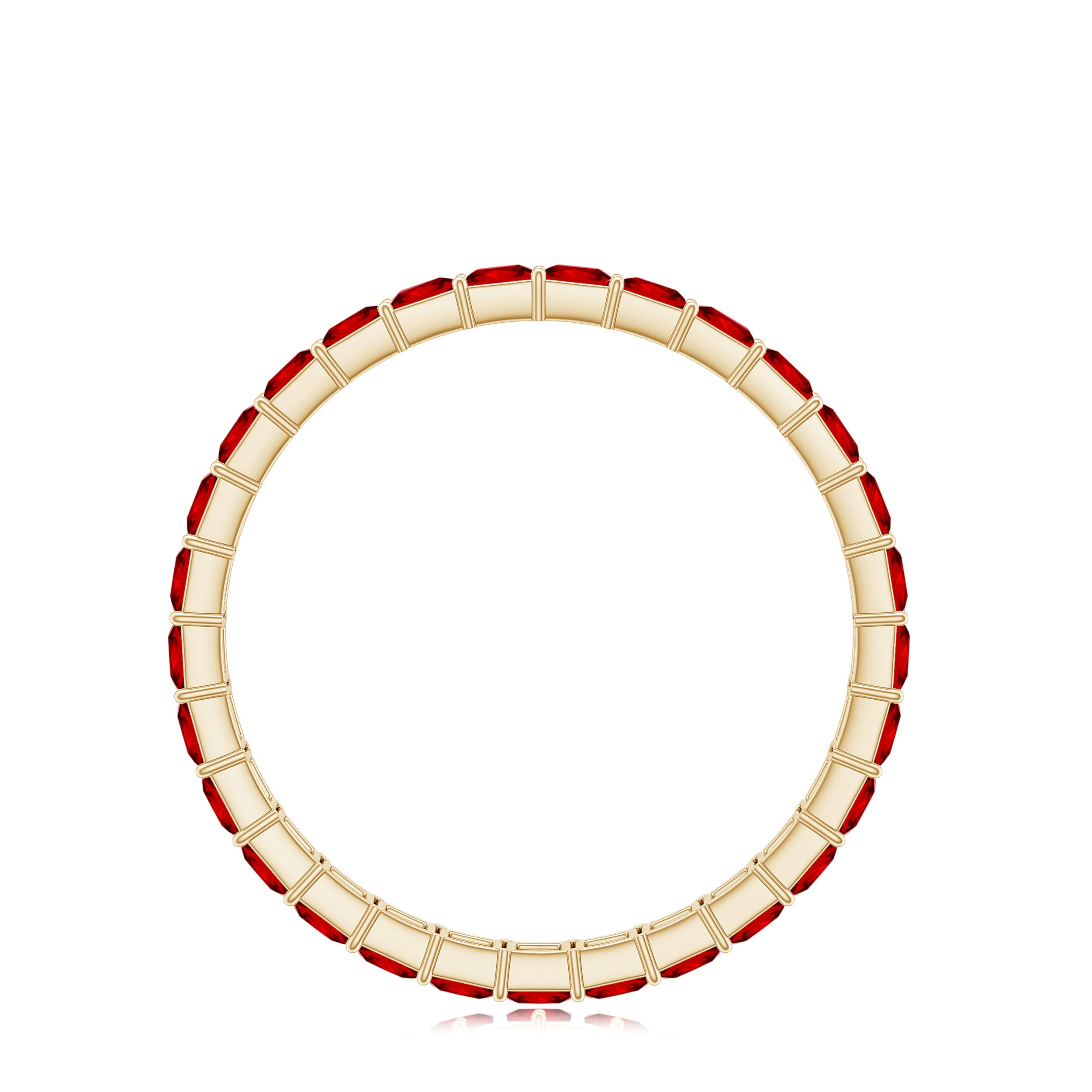 Princess Cut Created Ruby Stackable Eternity Band Ring in Gold Lab Created Ruby - ( AAAA ) - Quality - Rosec Jewels