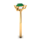 Pear Cut Created Emerald Cluster Promise Ring with Diamond Lab Created Emerald - ( AAAA ) - Quality - Rosec Jewels