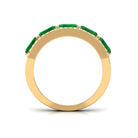 Octagon Cut Created Emerald and Diamond East West Half Eternity Band Lab Created Emerald - ( AAAA ) - Quality - Rosec Jewels