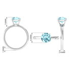 Aquamarine Solitaire Promise Ring with Diamond Aquamarine - ( AAA ) - Quality - Rosec Jewels