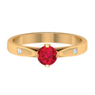 Certified Ruby and Diamond Minimal Solitaire Ring Ruby - ( AAA ) - Quality - Rosec Jewels