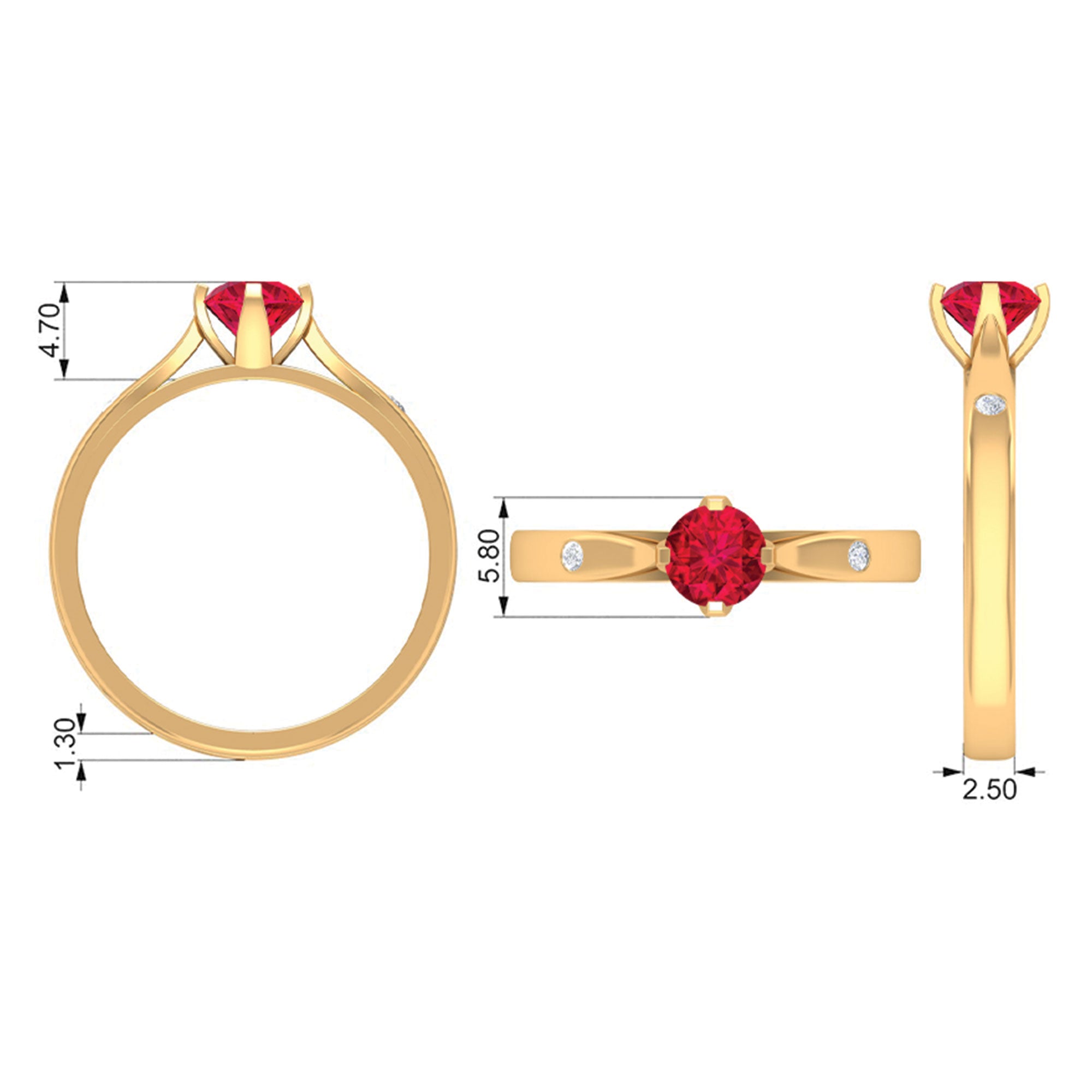 Certified Ruby and Diamond Minimal Solitaire Ring Ruby - ( AAA ) - Quality - Rosec Jewels