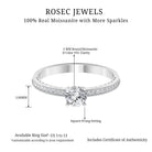 3/4 CT Moissanite Solitaire Engagement Ring with Milgrain Moissanite - ( D-VS1 ) - Color and Clarity - Rosec Jewels