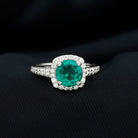 Rosec Jewels-Lab Grown Emerald and Diamond Classic Halo Engagement Ring