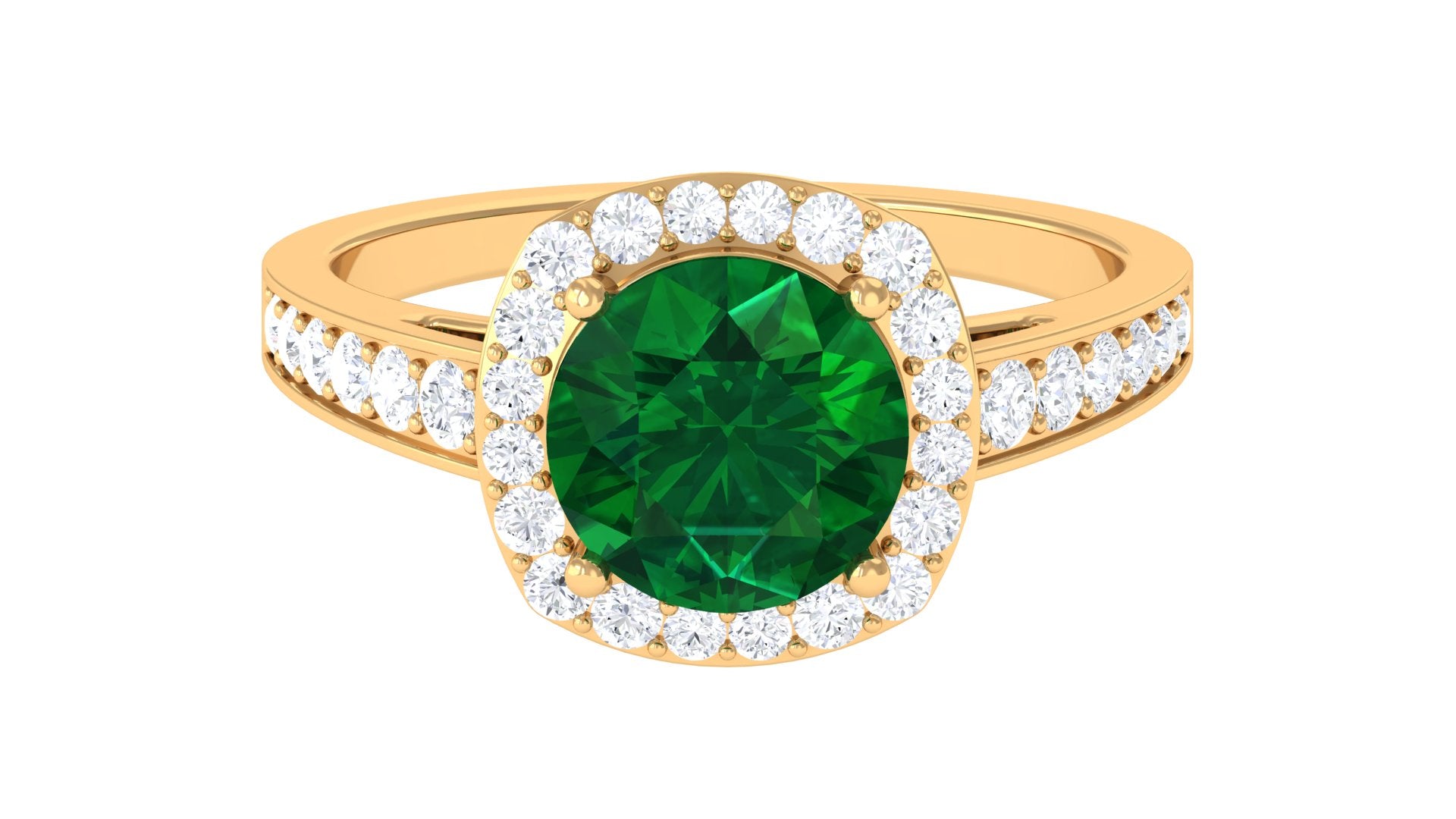 Rosec Jewels-Lab Grown Emerald and Diamond Classic Halo Engagement Ring