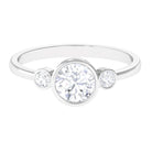 1.25 CT Bezel Set Moissanite Three Stone Engagement Ring Moissanite - ( D-VS1 ) - Color and Clarity - Rosec Jewels