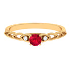 Lab Grown Ruby Designer Promise Ring with Diamond Lab Created Ruby - ( AAAA ) - Quality - Rosec Jewels