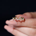 Minimal Natural Diamond Zig Zag Eternity Ring in Gold Diamond - ( HI-SI ) - Color and Clarity - Rosec Jewels