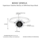 6 MM Black Onyx Engagement Ring with Diamond Accent Black Onyx - ( AAA ) - Quality - Rosec Jewels