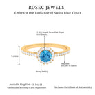 1 CT Swiss Blue Topaz Solitaire Ring with Diamond Accents Swiss Blue Topaz - ( AAA ) - Quality - Rosec Jewels