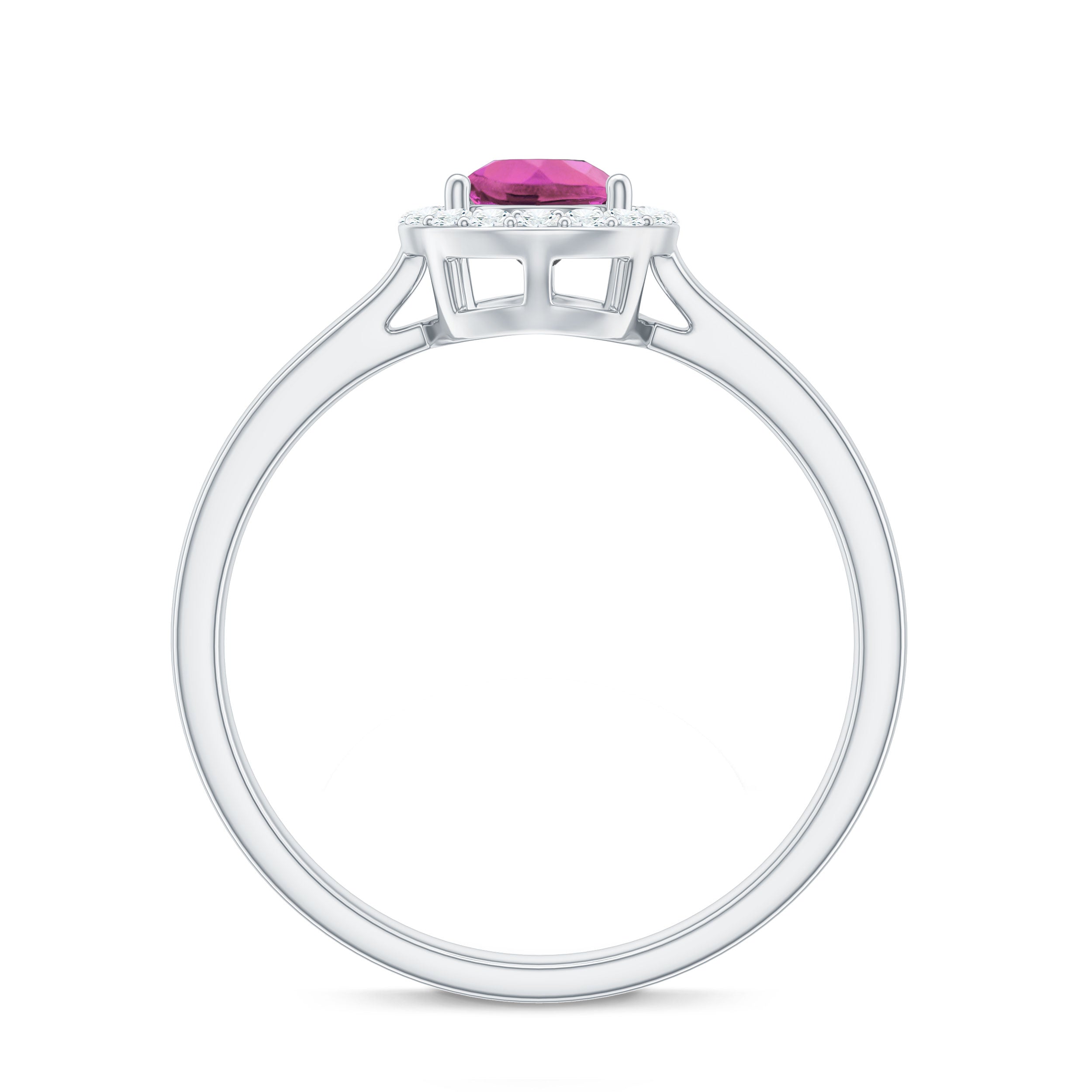 0.75 CT Pear Cut Pink Tourmaline Ring with Diamond Pink Tourmaline - ( AAA ) - Quality - Rosec Jewels