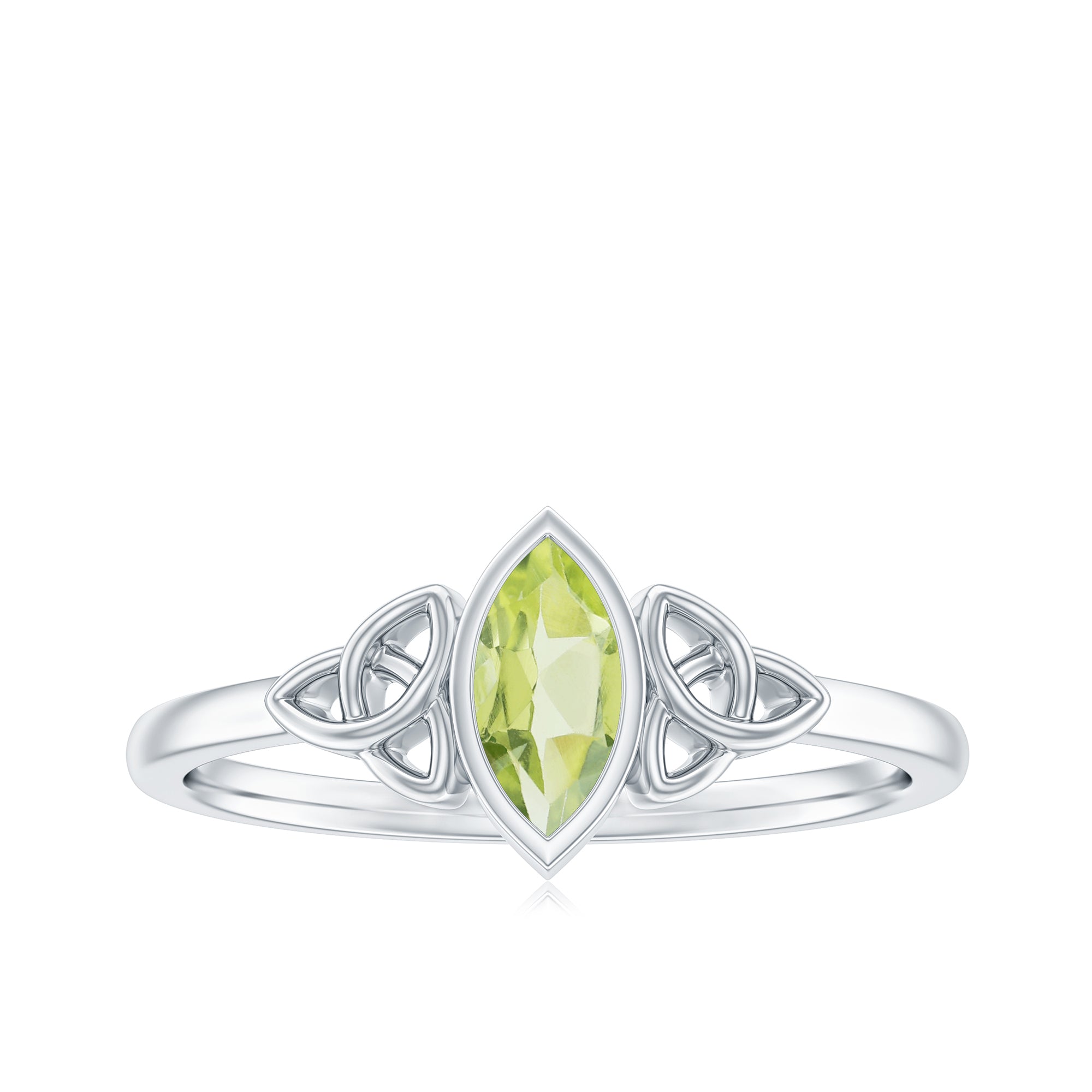 3.5X7 MM Marquise Cut Peridot Solitaire Ring with Gold Celtic Details Peridot - ( AAA ) - Quality - Rosec Jewels