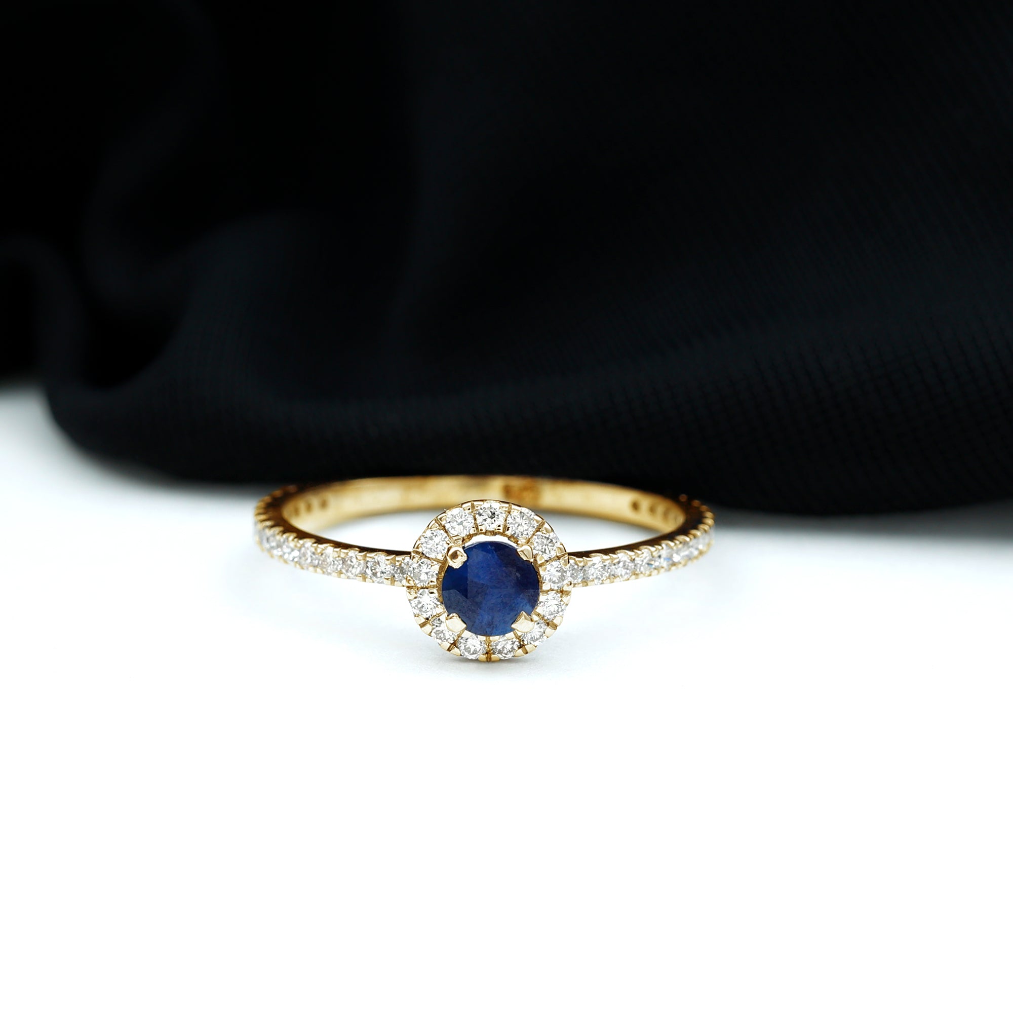 1 CT Blue Sapphire and Diamond Minimal Engagement Ring Blue Sapphire - ( AAA ) - Quality - Rosec Jewels