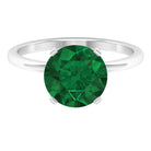 Simple Round Lab Grown Emerald Solitaire Engagement Ring Lab Created Emerald - ( AAAA ) - Quality - Rosec Jewels