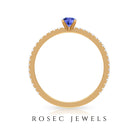 Tanzanite Dainty Solitaire Ring with French Pave Set Diamond Tanzanite - ( AAA ) - Quality - Rosec Jewels