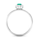 Classic Emerald Engagement Ring with Diamond Accent Emerald - ( AAA ) - Quality - Rosec Jewels