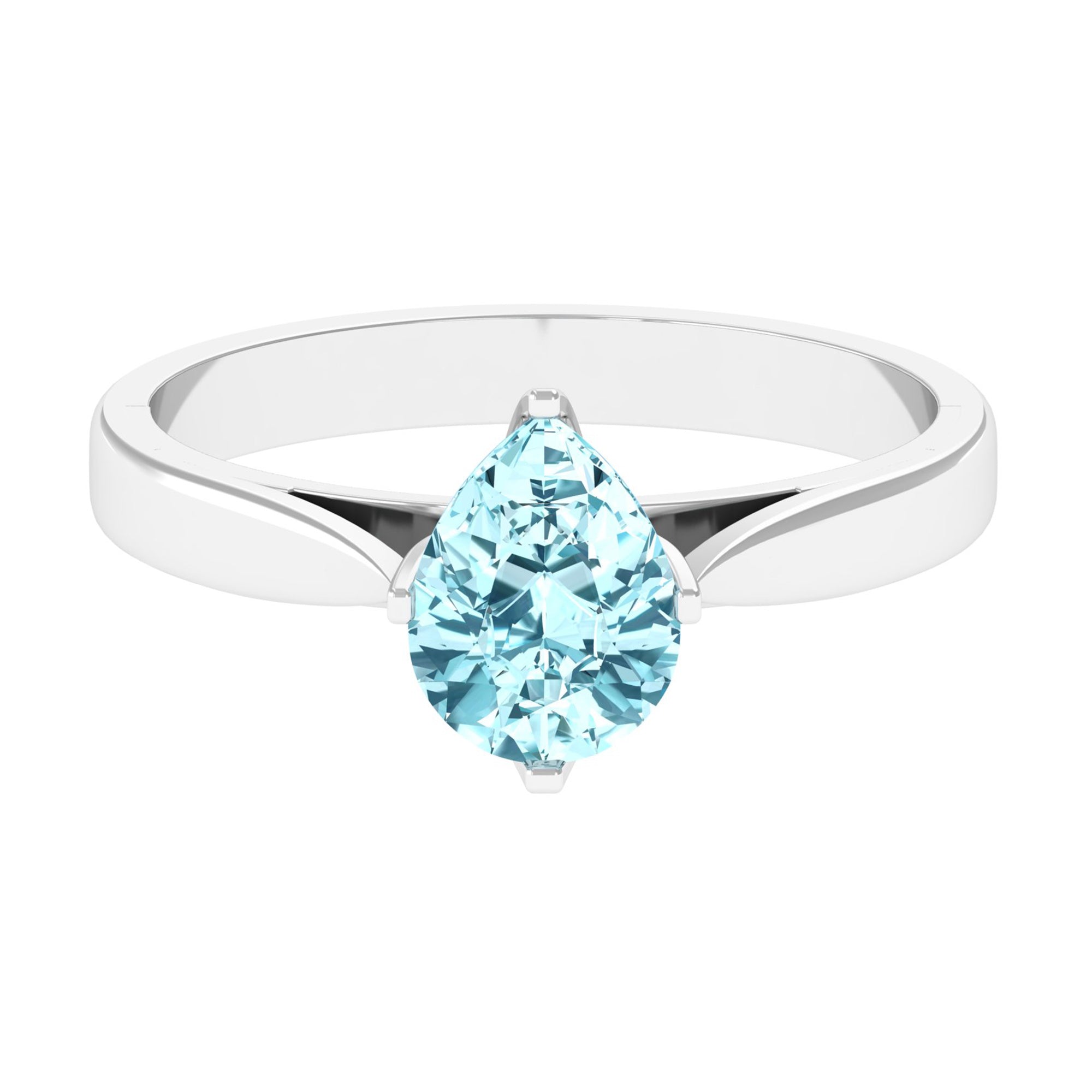 Teardrop Solitaire Ring with Aquamarine Aquamarine - ( AAA ) - Quality - Rosec Jewels