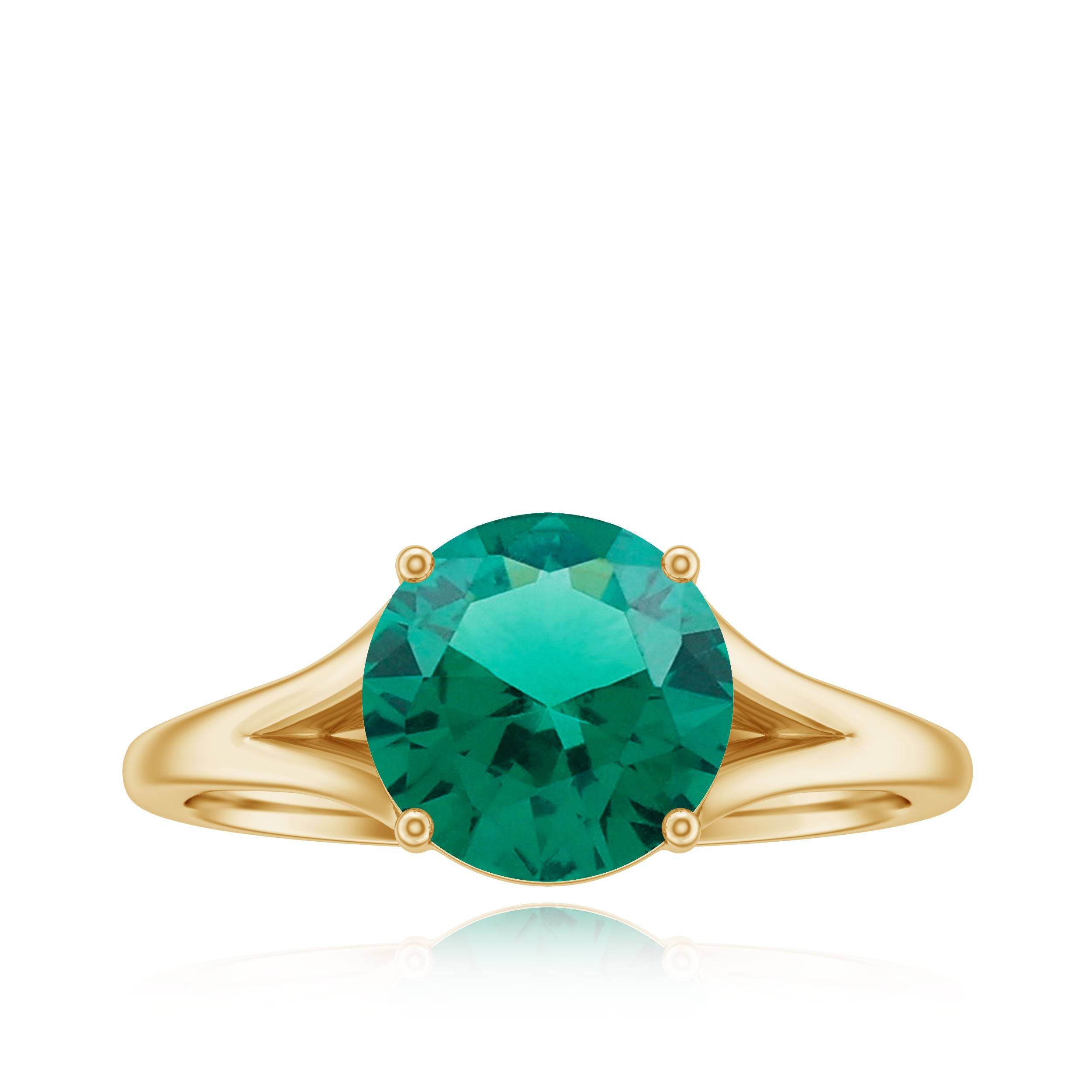 Solitaire Promise Ring with 2 CT Lab Created Emerald and Diamond Lab Created Emerald - ( AAAA ) - Quality - Rosec Jewels