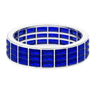 Channel Set Lab Grown Blue Sapphire Wide Eternity Band Ring Lab Created Blue Sapphire - ( AAAA ) - Quality - Rosec Jewels