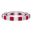 Princess Cut Lab Created Ruby And Moissanite Full Eternity Ring Lab Created Ruby - ( AAAA ) - Quality - Rosec Jewels