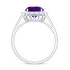 2.25 CT Amethyst Engagement Ring with Moissanite Halo Amethyst - ( AAA ) - Quality - Rosec Jewels