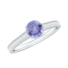 Engagement Ring with Tanzanite and Diamond Side Stones Tanzanite - ( AAA ) - Quality - Rosec Jewels