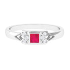 Bezel Set Ruby Anniversary Band with Diamond Ruby - ( AAA ) - Quality - Rosec Jewels