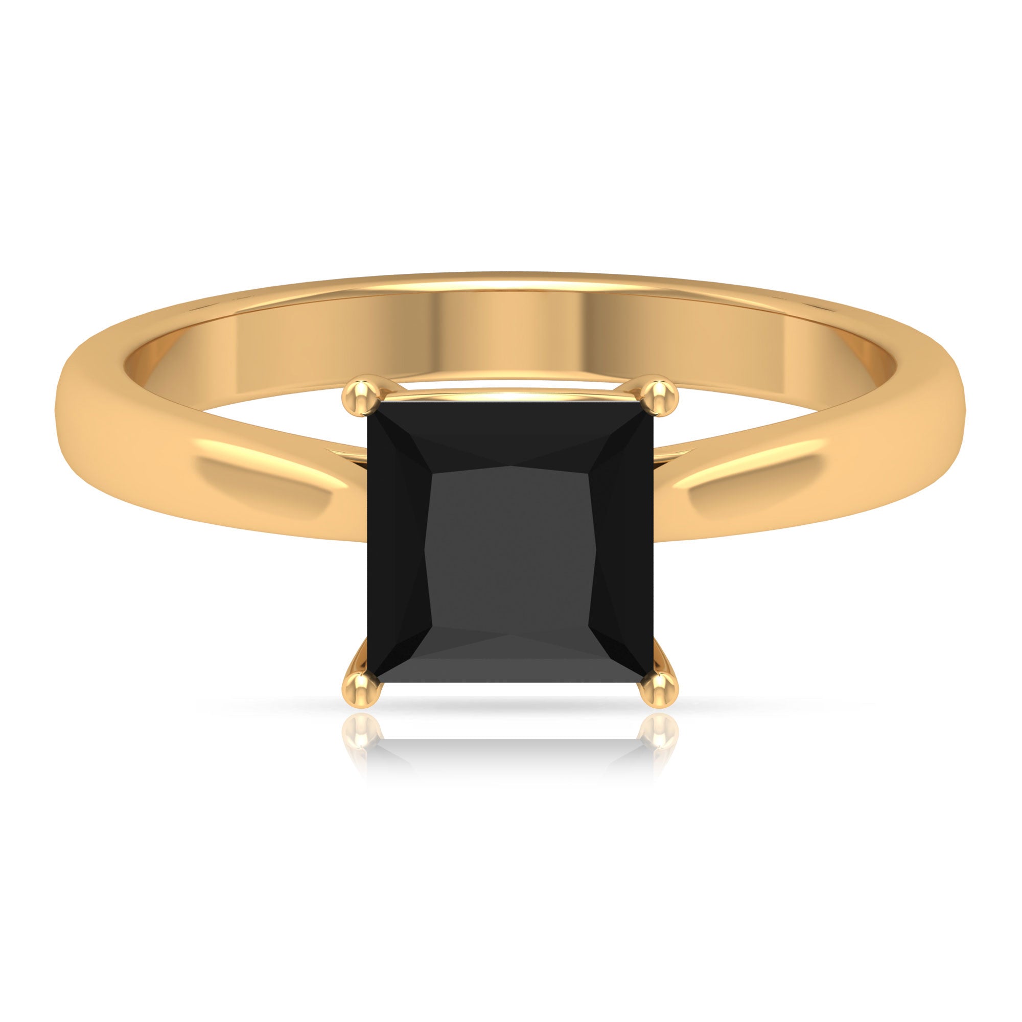 1.25 CT Lab Created Black Diamond Solitaire Ring with Diamond Lab Created Black Diamond - ( AAAA ) - Quality - Rosec Jewels