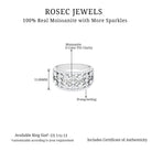 2.50 CT Certified Moissanite Statement Wedding Band Ring Moissanite - ( D-VS1 ) - Color and Clarity 92.5 Sterling Silver 5.5 - Rosec Jewels