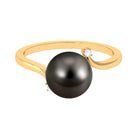 Tahitian Pearl Solitaire Bypass Engagement Ring with Diamond Tahitian pearl - ( AAA ) - Quality - Rosec Jewels