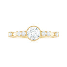 Round Moissanite Solitaire Engagement Ring in Beaded Bezel Setting Moissanite - ( D-VS1 ) - Color and Clarity - Rosec Jewels