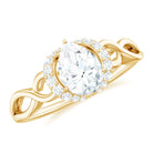 Pear Shaped Moissanite Solitaire Infinity Ring in Gold Moissanite - ( D-VS1 ) - Color and Clarity - Rosec Jewels