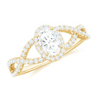 Oval Cut Moissanite Crossover Engagement Ring in Gold Moissanite - ( D-VS1 ) - Color and Clarity - Rosec Jewels