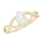 Marquise Cut Moissanite Crossover Engagement Ring in Gold Moissanite - ( D-VS1 ) - Color and Clarity - Rosec Jewels