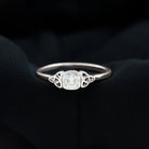 Cushion Moissanite Solitaire Celtic Knot Ring in Bezel Setting Moissanite - ( D-VS1 ) - Color and Clarity - Rosec Jewels