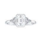 Emerald Cut Moissanite Solitaire Celtic Knot Ring in Bezel Setting Moissanite - ( D-VS1 ) - Color and Clarity - Rosec Jewels