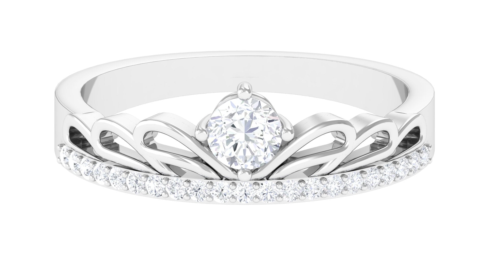 Round Shape Diamond Crown Band Ring Diamond - ( HI-SI ) - Color and Clarity - Rosec Jewels