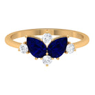 Pear Shape Blue Sapphire and Diamond Cluster Promise Ring Blue Sapphire - ( AAA ) - Quality - Rosec Jewels